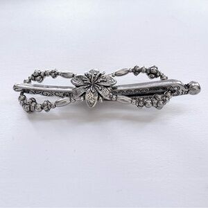 Elegant Lilla Rose Tiger Lilly Flower Silver Floral Beaded Metal Hair Clip Small